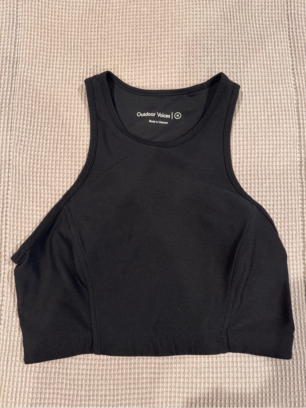 Outdoor Voices Black High-Neck Crop Tank Top
